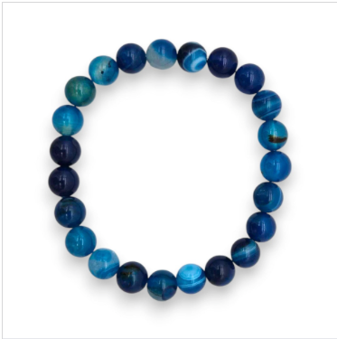 Blue Banded Agate 8mm Round Bracelet