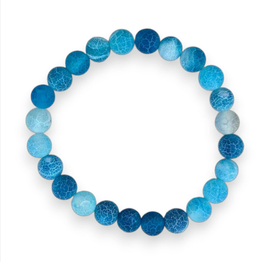 Blue Weathered Agate 8mm Round Bracelet
